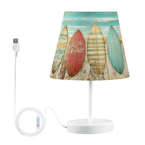 BZSMCE Table Lamp Creative Surfboard by The Sea Painting Simple Pattern Night Light
