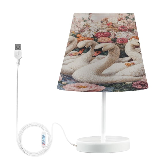 YAZAOO Table Lamp Creative Swan Serenade in Floral Dream Pattern Simple Pattern Night Light