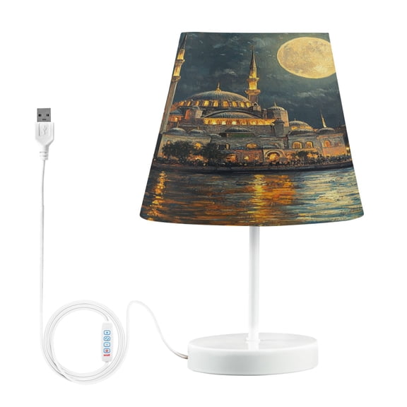 BZSMCE Table Lamp Creative The Castle by Night Plainting Simple Pattern Night Light