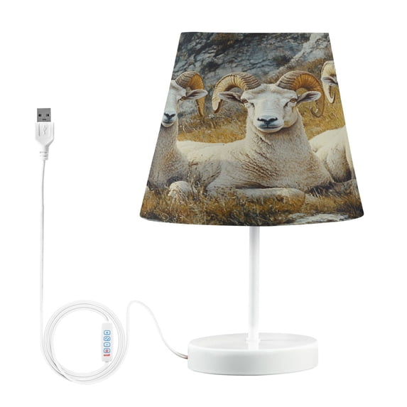 BZSMCE Table Lamp Creative Three Bighorn Sheep Painting Simple Pattern Night Light