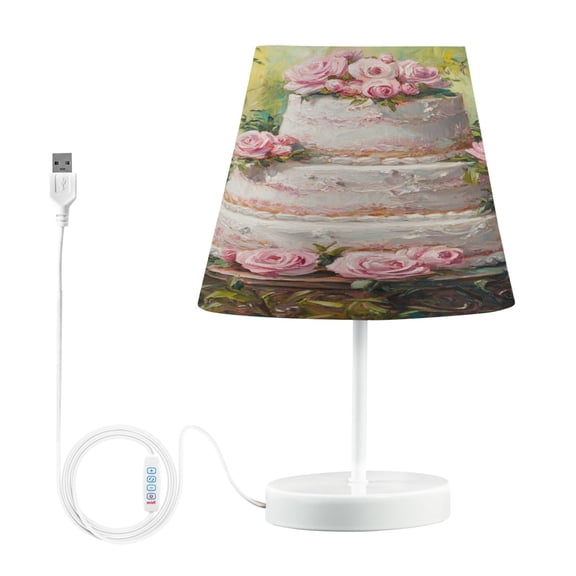 BZSMCE Table Lamp Creative Three Tier Cake with Roses Simple Pattern Night Light