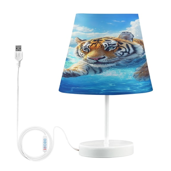 BZSMCE Table Lamp Creative Tigers in Floral Waters Pattern Simple Pattern Night Light