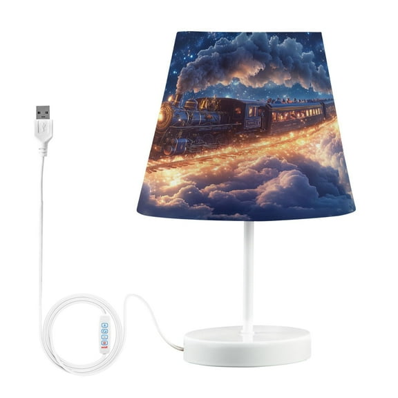 BZSMCE Table Lamp Creative Train Riding on Glowing Clouds Simple Pattern Night Light