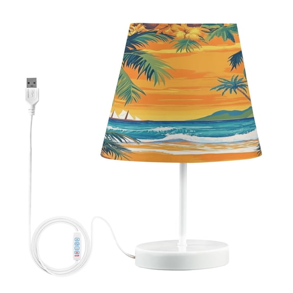 BZSMCE Table Lamp Creative Tropical Paradise at Dawn Pattern Simple Pattern Night Light