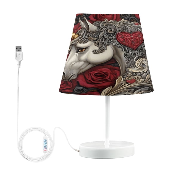 BZSMCE Table Lamp Creative Unicorn Roses Hearts Simple Pattern Night Light