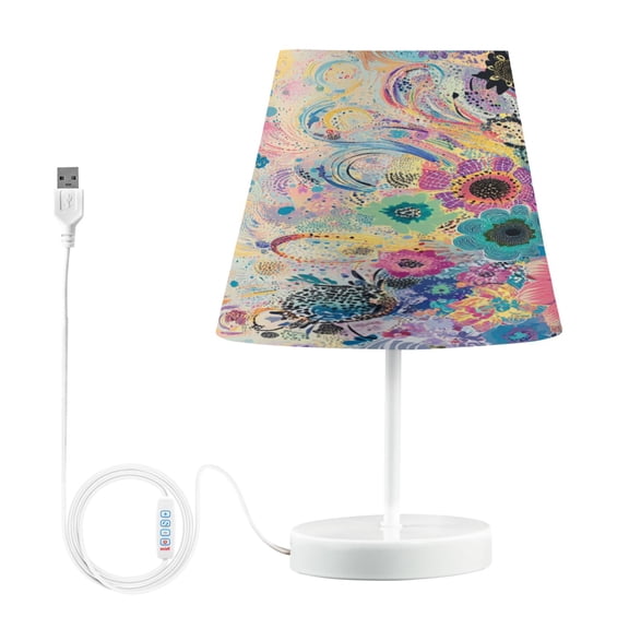 YAZAOO Table Lamp Creative Vibrant Floral Whirl Pattern Simple Pattern Night Light