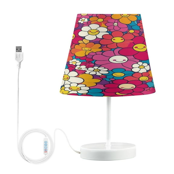YAZAOO Table Lamp Creative Vibrant Smiles in Bloom Pattern Simple Pattern Night Light