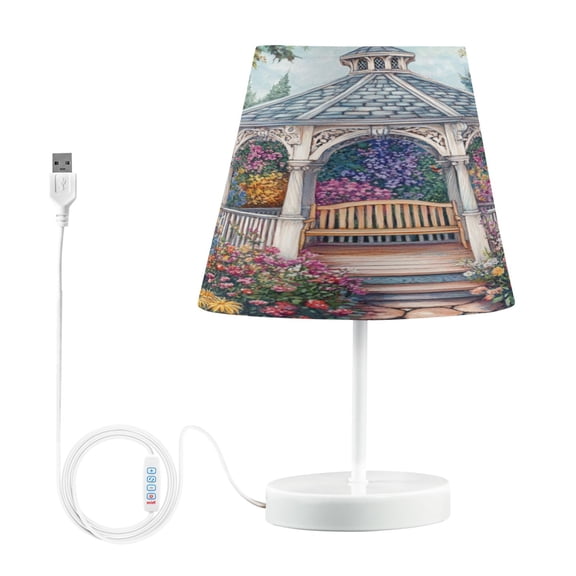 BZSMCE Table Lamp Creative Victorian Art Gazebo Painting Simple Pattern Night Light