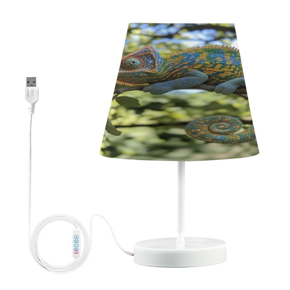 BZSMCE Table Lamp Creative Vivid Mosaic Chameleon on Branch Pattern Simple Pattern Night Light