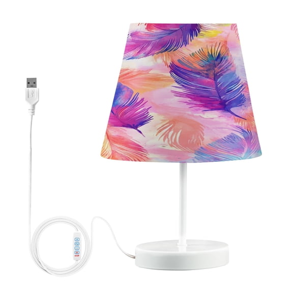 YAZAOO Table Lamp Creative Whimsical Featherscape Pattern Simple Pattern Night Light