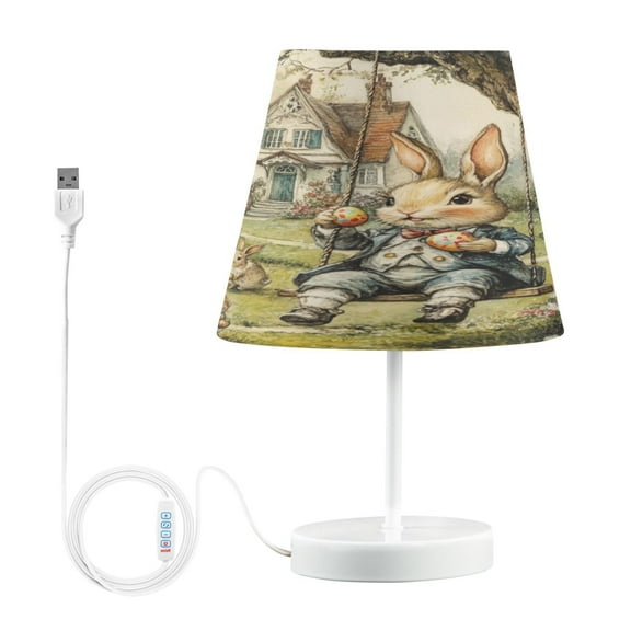 BZSMCE Table Lamp Creative Whimsical Rabbits Simple Pattern Night Light