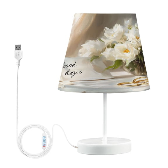 BZSMCE Table Lamp Creative White Blossom Simple Pattern Night Light