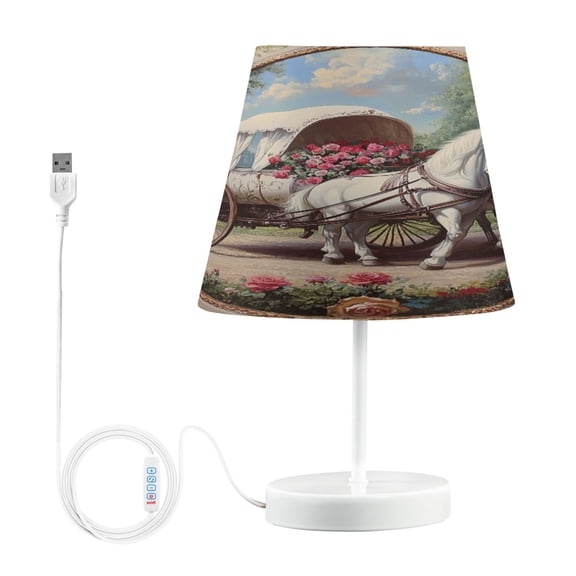 BZSMCE Table Lamp Creative White Horse in The Mirror Painting Simple Pattern Night Light