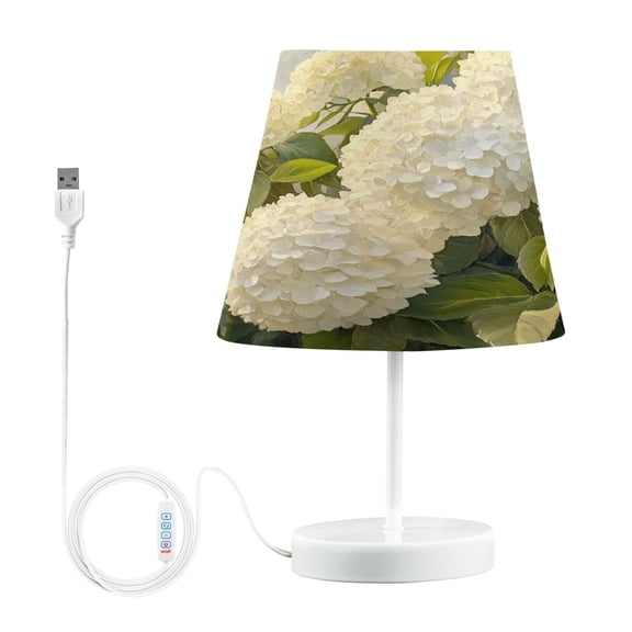 BZSMCE Table Lamp Creative White Hydrangea Bush Painting Simple Pattern Night Light