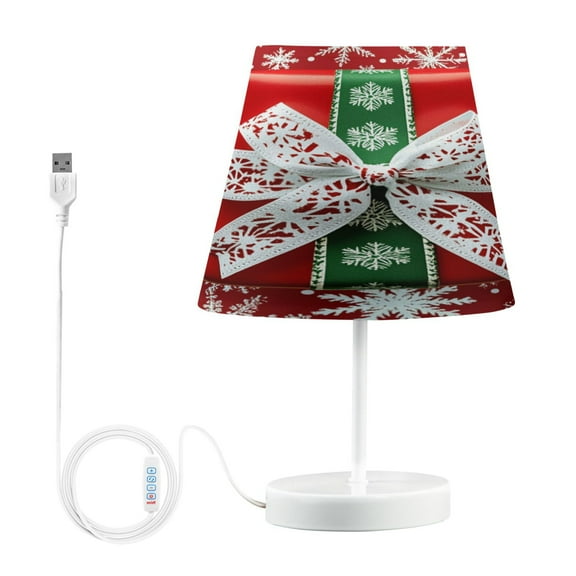 BZSMCE Table Lamp Creative White Snowflake Ribbon Bow Simple Pattern Night Light