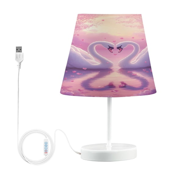 BZSMCE Table Lamp Creative White Swans Pattern Simple Pattern Night Light