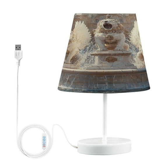 BZSMCE Table Lamp Creative White Winged Lions Simple Pattern Night Light