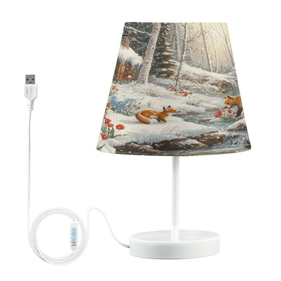 BZSMCE Table Lamp Creative Winter Forest with Animals Simple Pattern Night Light