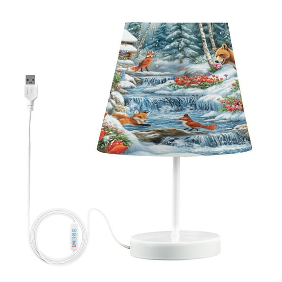 BZSMCE Table Lamp Creative Winter Scene with Animals Cabin Simple Pattern Night Light