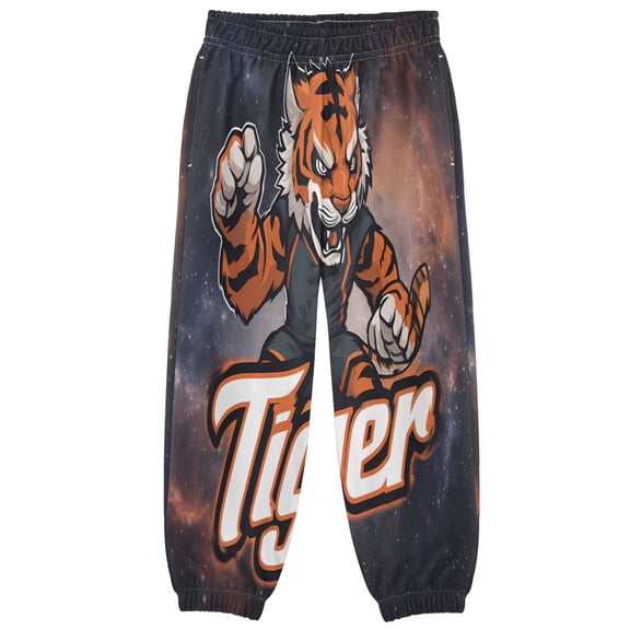 BZSMCE Tiger Print Elastic Waist Jogger Pants Lightweight Wind Resistant Casual Athletic Trousers with Cuffed Ankles & Side Pockets
