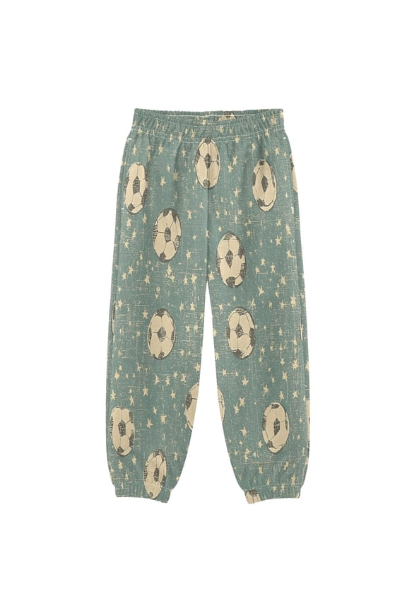 BZSMCE Tile Football Stars Pattern Print Elastic Waist Jogger Pants Lightweight Wind Resistant Casual Athletic Trousers with Cuffed Ankles & Side Pockets