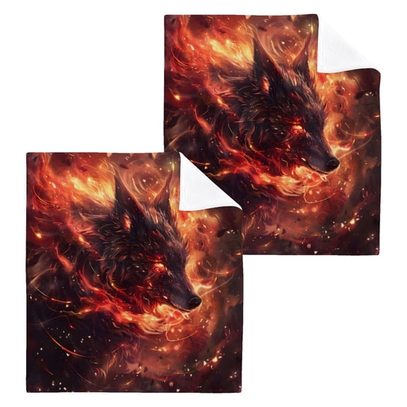 BZSMCE Towel Cotton Face Towel Soft Hand Towels Fashion Black Wolf Flame Dream Pattern