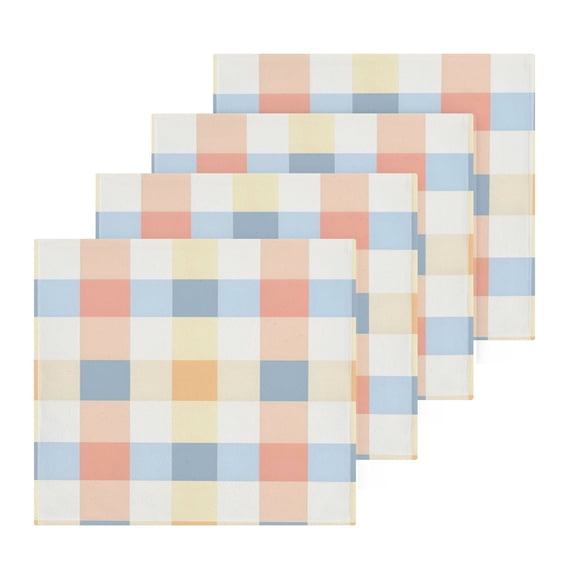 BZSMCE Towel Cotton Face Towel Soft Hand Towels Fashion Blue Red Orange and White Checkered Pattern Pattern