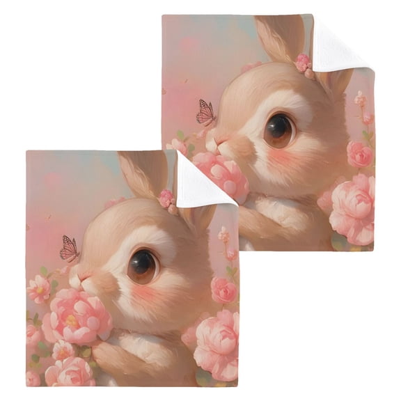 BZSMCE Towel Cotton Face Towel Soft Hand Towels Fashion Blush Bloom Bunny Pattern