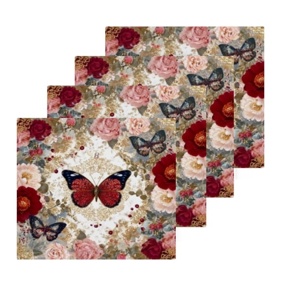 BZSMCE Towel Cotton Face Towel Soft Hand Towels Fashion Blush Rose Jewel Butterflies Pattern