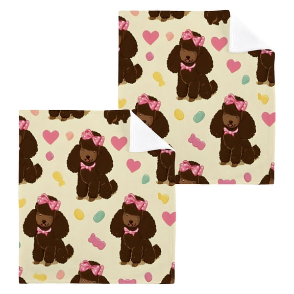 BZSMCE Towel Cotton Face Towel Soft Hand Towels Fashion Bowed Poodles Pattern