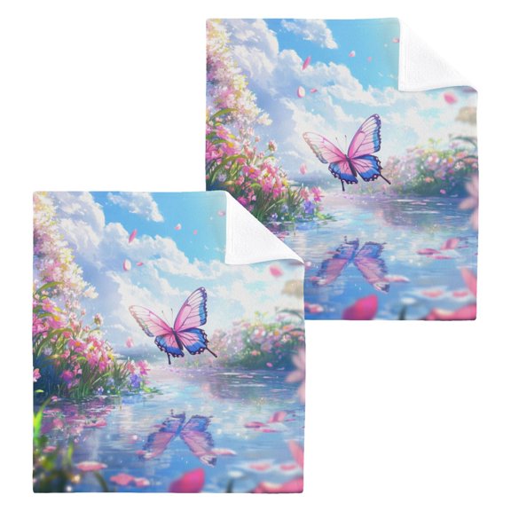 BZSMCE Towel Cotton Face Towel Soft Hand Towels Fashion Butterfly Spring Pattern