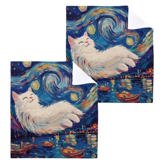 BZSMCE Towel Cotton Face Towel Soft Hand Towels Fashion Celestial Whiskers Pattern