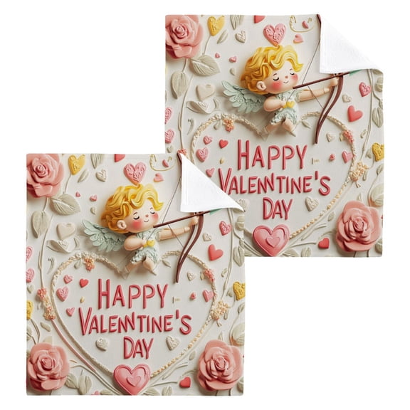 BZSMCE Towel Cotton Face Towel Soft Hand Towels Fashion Cupid’s Touch Pattern