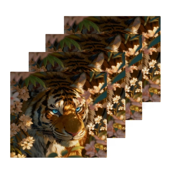 BZSMCE Towel Cotton Face Towel Soft Hand Towels Fashion Golden Floral Tiger Gaze Pattern