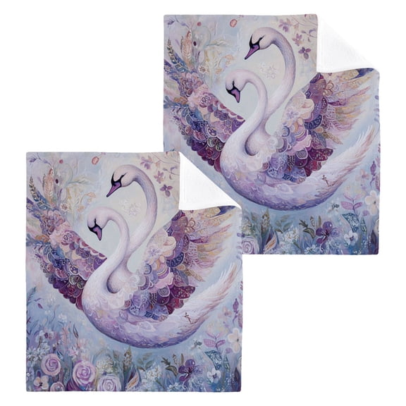 BZSMCE Towel Cotton Face Towel Soft Hand Towels Fashion Graceful Swans in Bloom Pattern