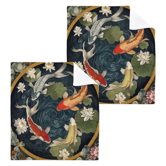 BZSMCE Towel Cotton Face Towel Soft Hand Towels Fashion Koi Elegance Pattern