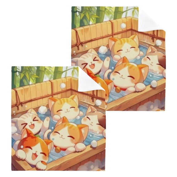 BZSMCE Towel Cotton Face Towel Soft Hand Towels Fashion Onsen Cats Bubbles Pattern