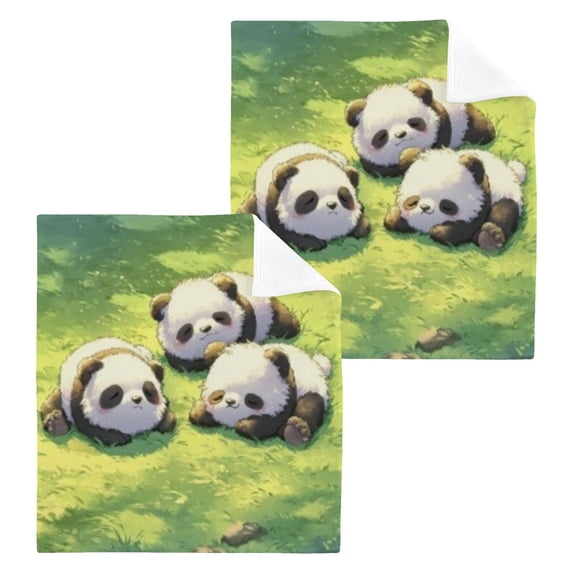 BZSMCE Towel Cotton Face Towel Soft Hand Towels Fashion Panda Meadow Nap Pattern