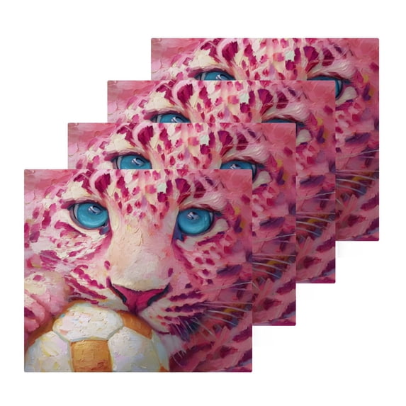 BZSMCE Towel Cotton Face Towel Soft Hand Towels Fashion Pink Leopard & Soccer Pattern