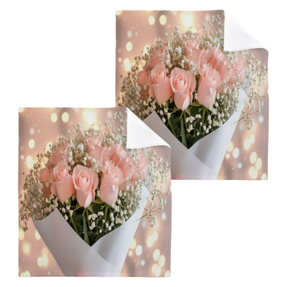 BZSMCE Towel Cotton Face Towel Soft Hand Towels Fashion Pink Roses Pattern