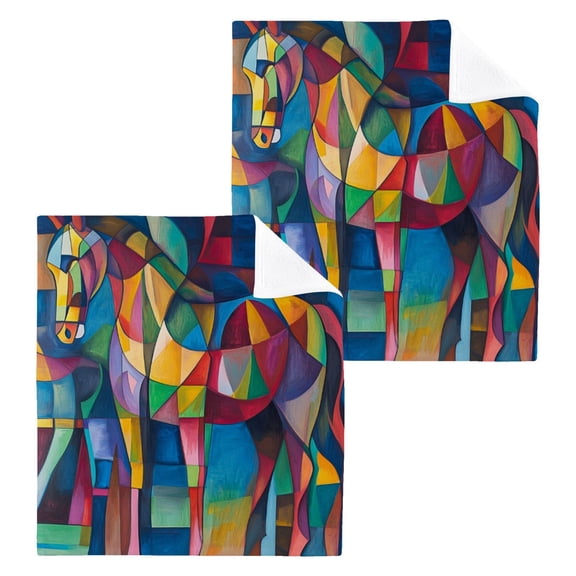 BZSMCE Towel Cotton Face Towel Soft Hand Towels Fashion Prismatic Stallion Pattern