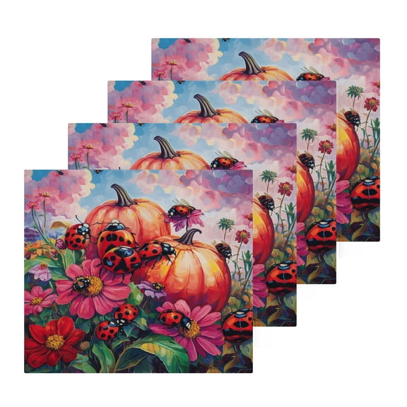 BZSMCE Towel Cotton Face Towel Soft Hand Towels Fashion Pumpkin Patch Ladybug Parade Pattern