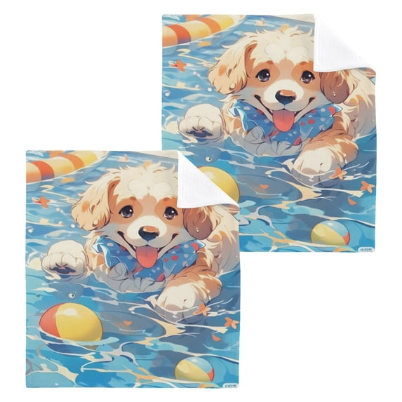 BZSMCE Towel Cotton Face Towel Soft Hand Towels Fashion Puppy Pool Pattern