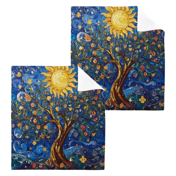 BZSMCE Towel Cotton Face Towel Soft Hand Towels Fashion Radiant Trees Of Life Pattern