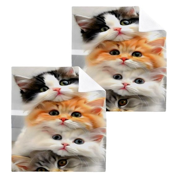 BZSMCE Towel Cotton Face Towel Soft Hand Towels Fashion Red-frame Cat Pile Pattern