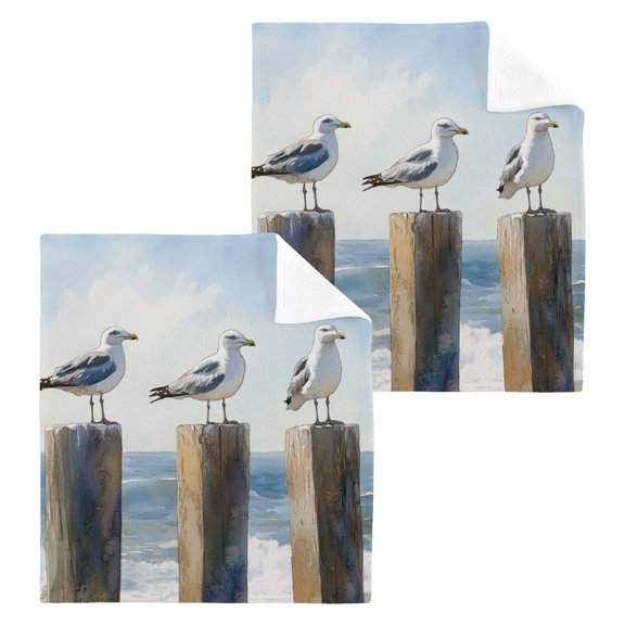 BZSMCE Towel Cotton Face Towel Soft Hand Towels Fashion Seagull Sentinels Pattern