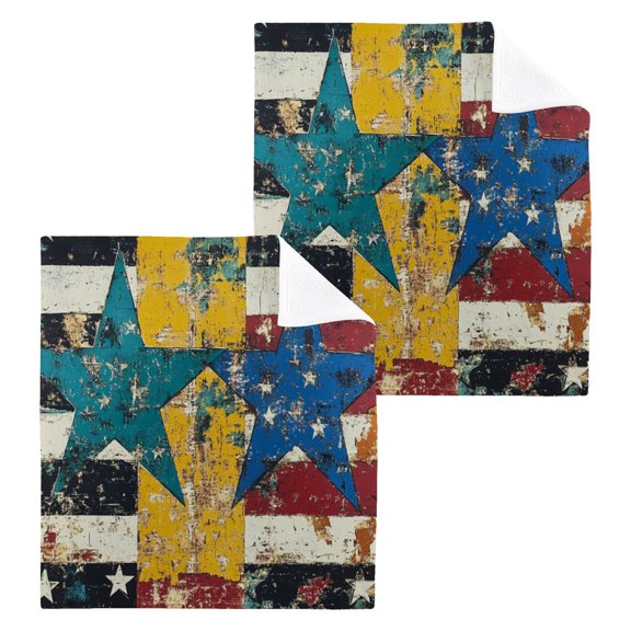 BZSMCE Towel Cotton Face Towel Soft Hand Towels Fashion Star-spangled Fusion Pattern