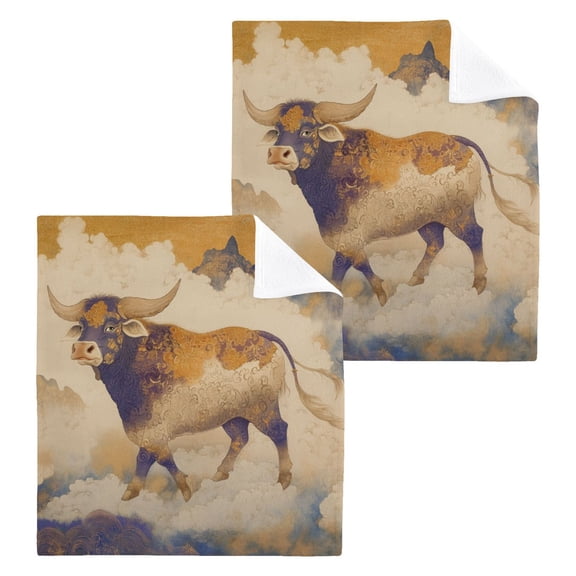 BZSMCE Towel Cotton Face Towel Soft Hand Towels Fashion The Ethereal Bull Pattern