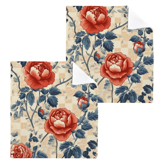 BZSMCE Towel Cotton Face Towel Soft Hand Towels Fashion Timeless Rose Garden Pattern