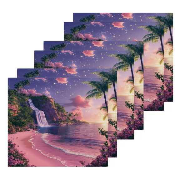 BZSMCE Towel Cotton Face Towel Soft Hand Towels Fashion Tropical Twilight Oasis Pattern